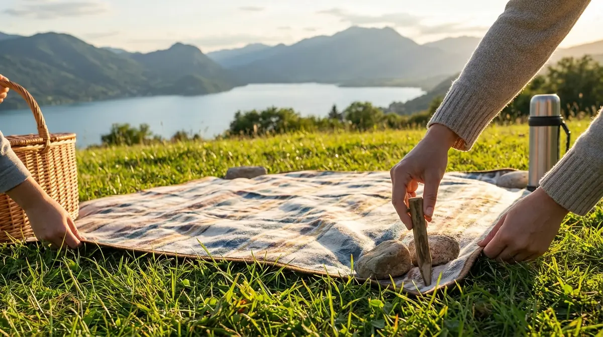 ピクニック布の敷き方と風で飛ばない固定テクニック