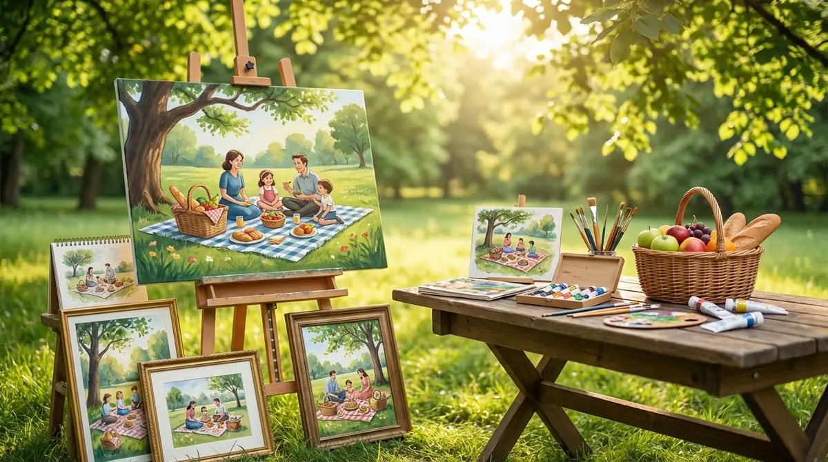 ピクニックの絵の見本・お手本イラスト集