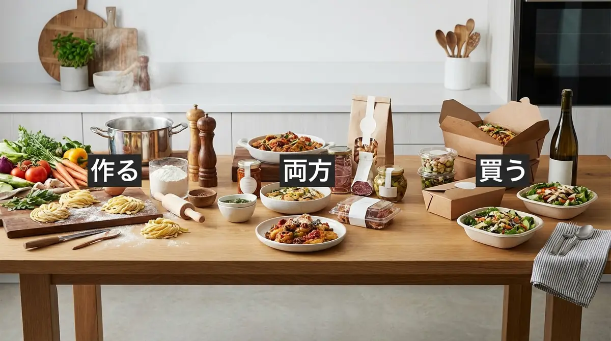 【ステップ3】食べ物の準備|作る・買う・両方の3パターン